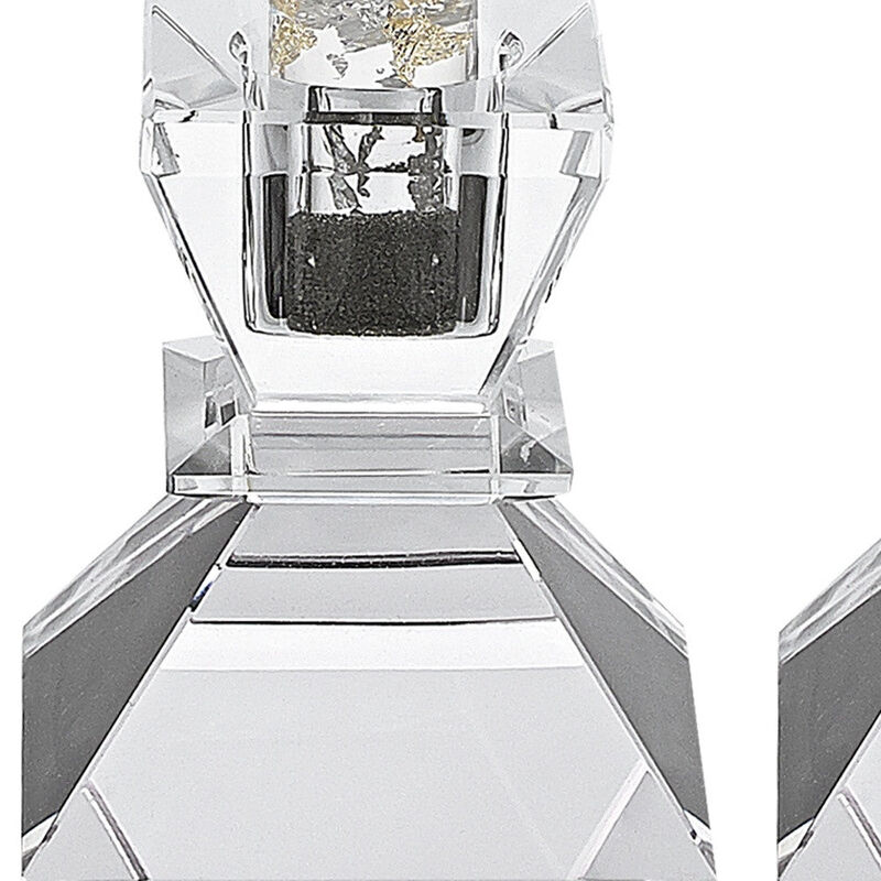 Hivvago Hand Crafted Crystal Pair Of Handcrafted Candle Holders