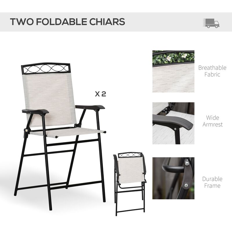 Cream Patio Set: 4-Piece Bar Set with Umbrella and Glass Table
