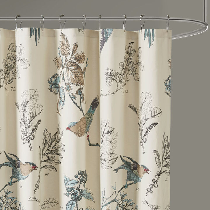 Gracie Mills Carrie Classic Floral Printed Cotton Shower Curtain