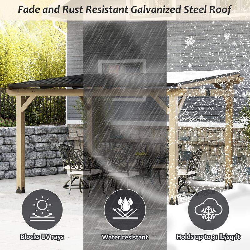 Mondawe 10 ft. x 12 ft. Outdoor Cedar Wooden Hardtop Gazebo with Pitched Galvanized Steel Roof