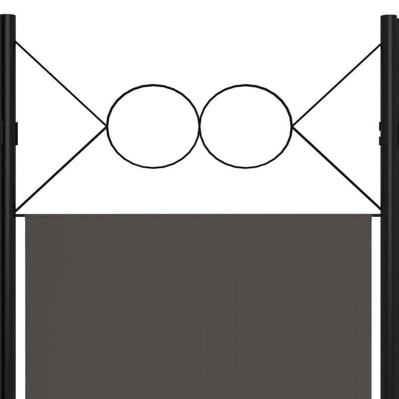 Dina 6 Panel Folding Room Divider Screen, Dark Gray, Black, 95 Inch - Benzara
