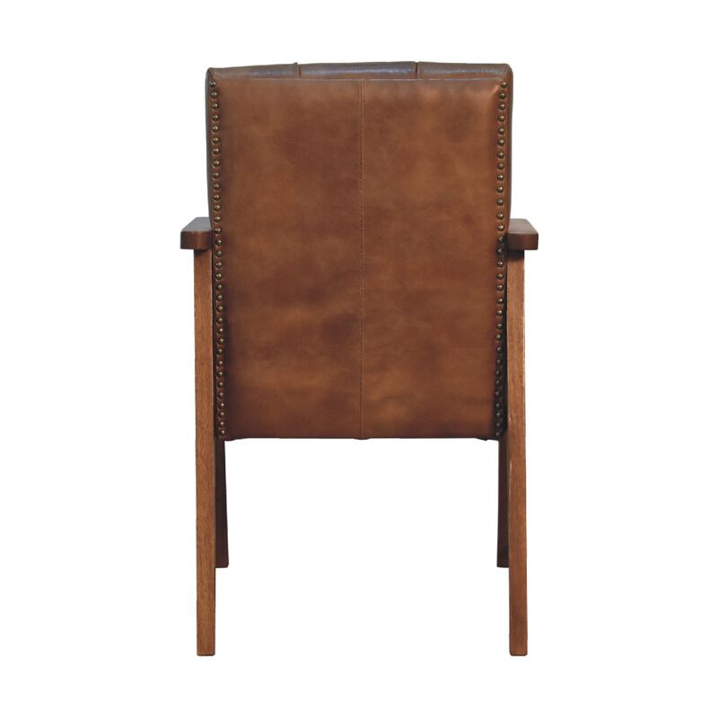 Artisan Furniture Brown Buffalo Leather ChairChestnut Solid Wood
