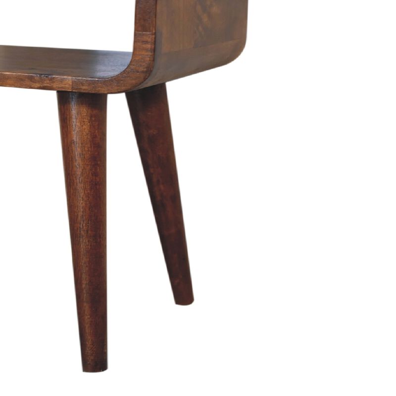 Mini Chestnut Curved Solid Wood  Open NightStand