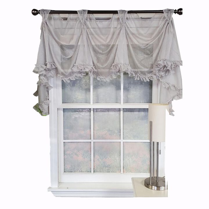RLF Home Luxurious Modern Design Classic Sheers Victory Swag 3-Scoop Window Valance 50" x 25" Taupe