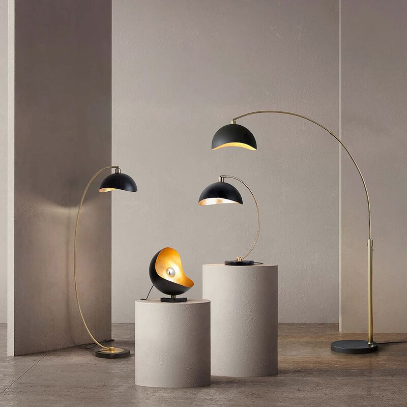 NOVA OF CALIFORNIA Luna Bella Table Lamp - Nickel/Matte Black/Silver Leaf