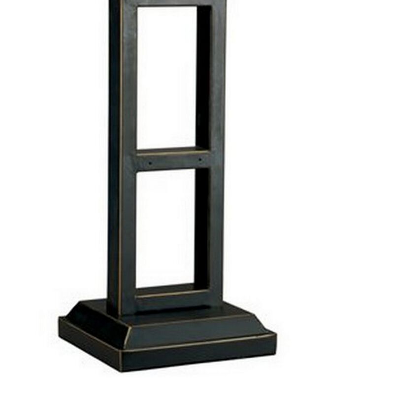 Geometric Metal Body Table Lamp with Fabric Shade, Set of 2,Black and White-Benzara