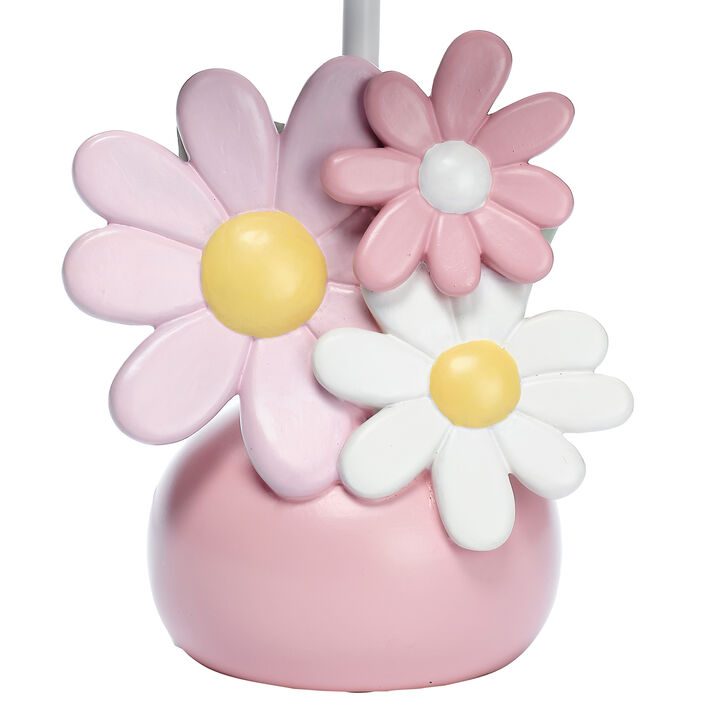 Lambs & Ivy Daisy Dreams Hand-Painted Pink Floral Lamp w/ Shade and LED Bulb