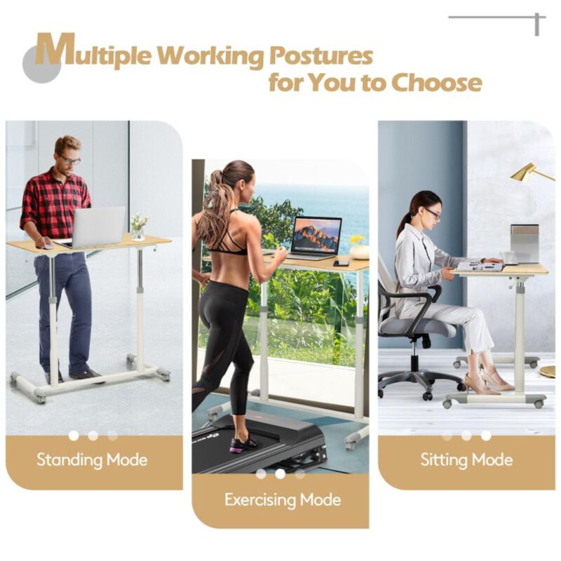 Hivvago Height Adjustable Computer Desk Sit to Stand Rolling Notebook Table