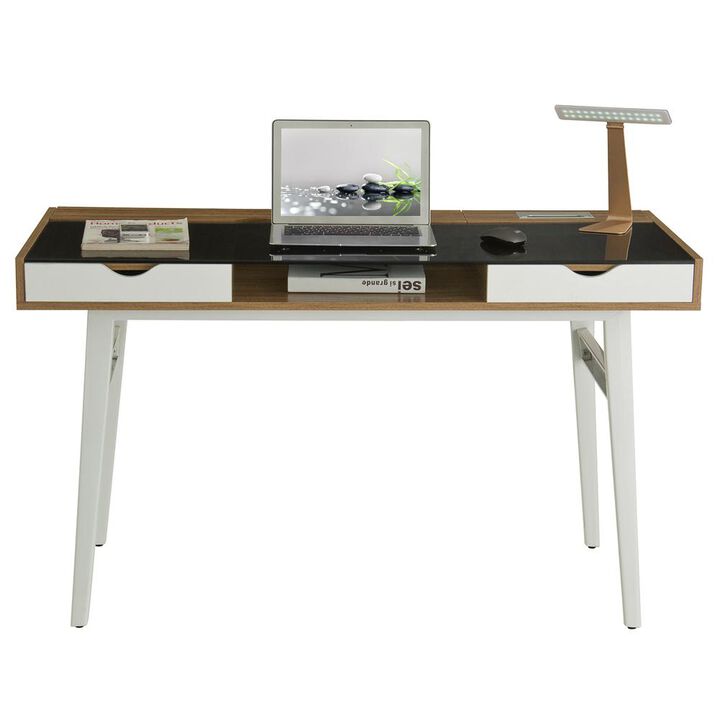 Techni Mobili Compact Computer Desk with Multiple Storage. Color: Walnut