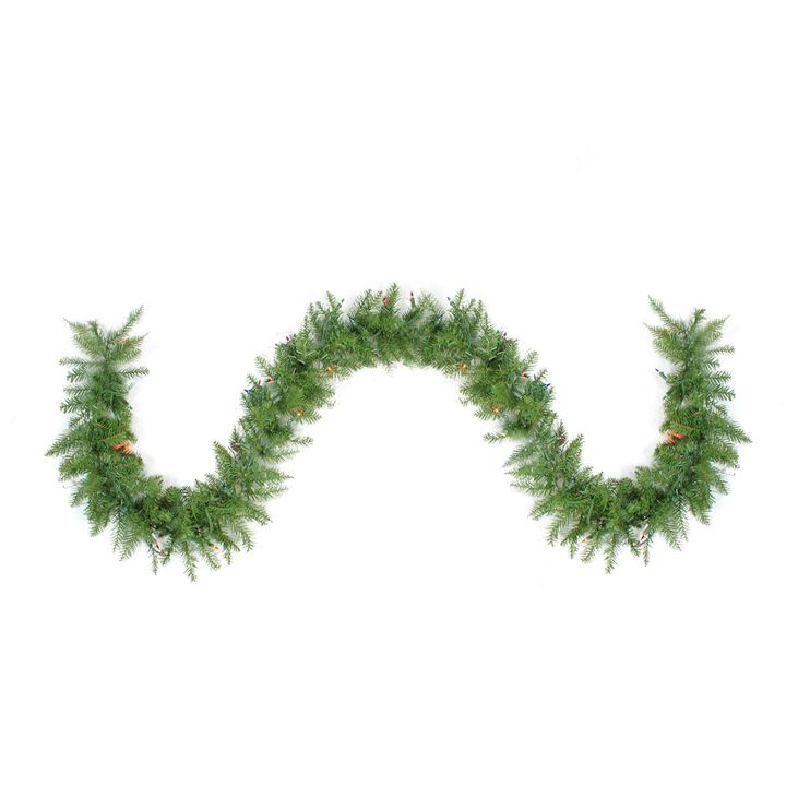 9' x 10" Pre-Lit Northern Pine Artificial Christmas Garland - Multi Color Lights