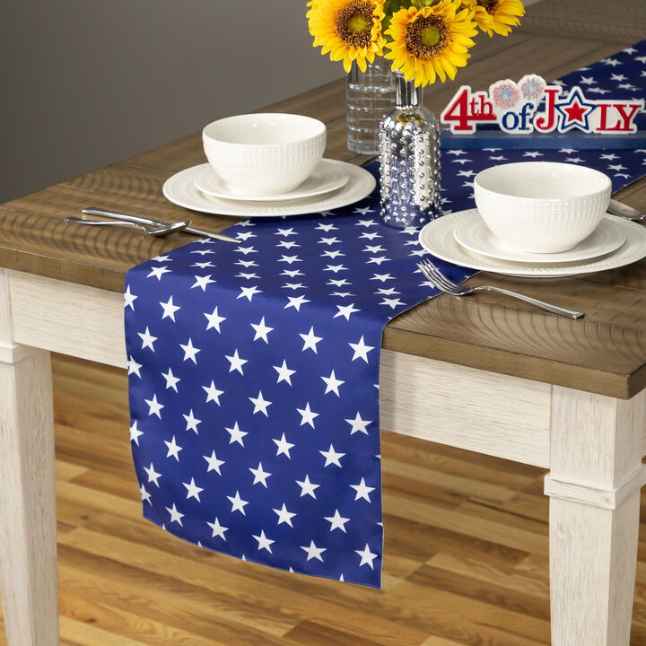72" White Stars Patriotic Table Runner