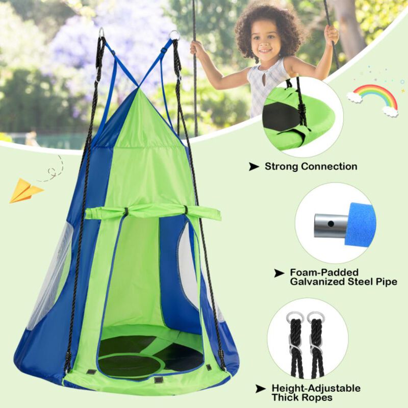 Hivvago 2-in-1 40 Inch Kids Hanging Chair Detachable Swing Tent