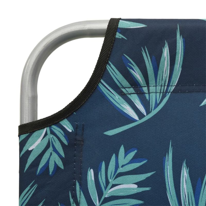 vidaXL Sun Lounger with Canopy - Adjustable, Foldable and Portable Outdoor Day Bed with Leaf Print & Powder-Coated Steel Frame - Perfect for Garden, Beach and Poolside