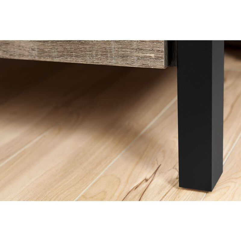 Munich 6-Drawer Double Dresser, Weathered Oak and Matte Black