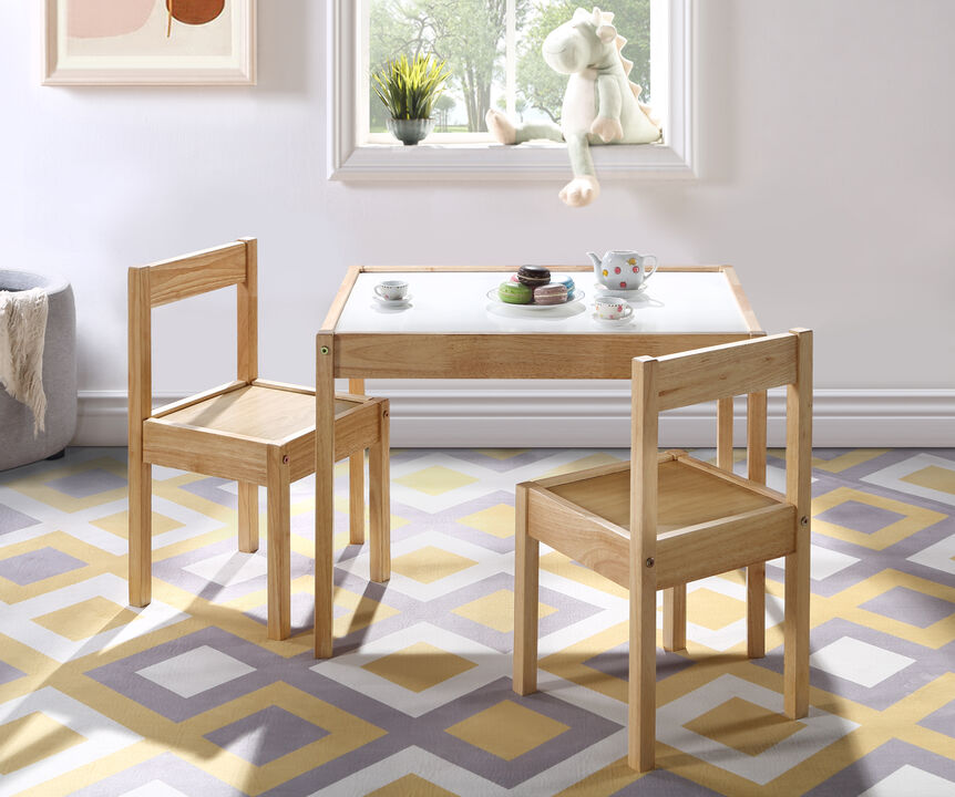 Gibson 3-Piece Dry Erase Kids Table & Chair Set, Gray