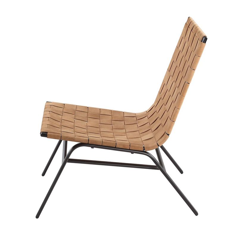 Comfort Pointe Cavett Woven Brown Leather Accent Chair