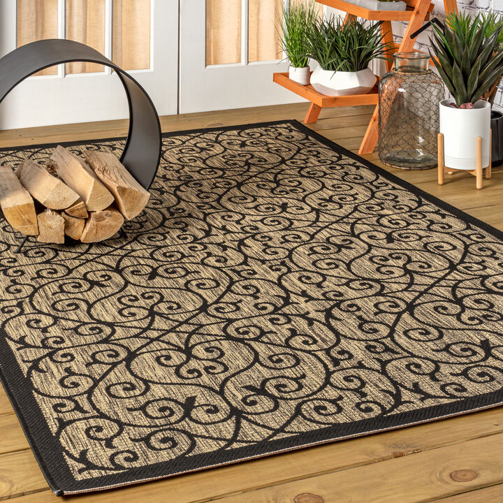 Madrid Vintage Filigree Textured Weave Indoor/Outdoor Area Rug
