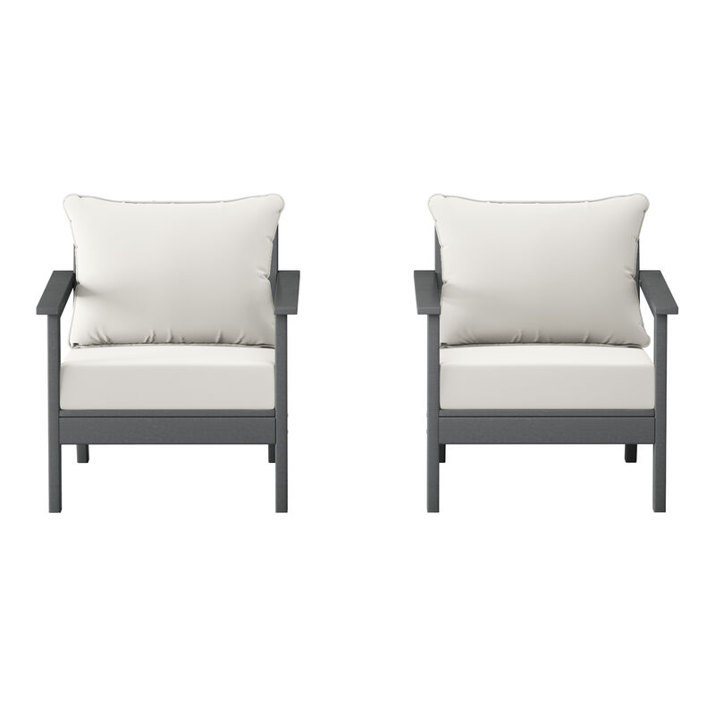WestinTrends Outdoor Modern HDPE Patio Club Chairs with Deep Seat Cushions (Set of 2)