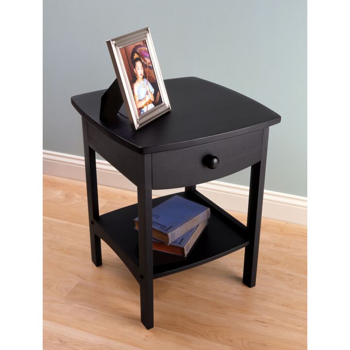 Claire Curved Accent Table, Nightstand, Black