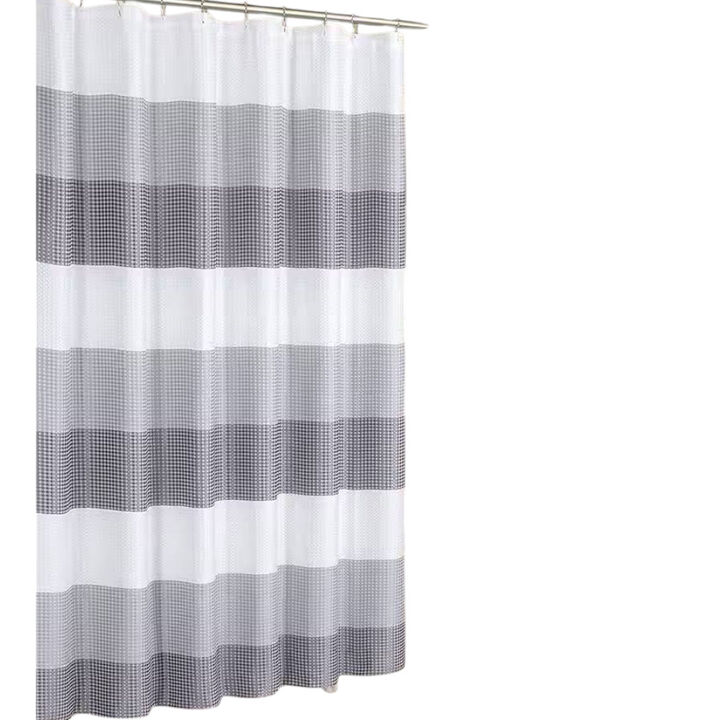 Classic Striped Polyester Shower Curtain – Thick, Textured Fabric for a Spa-Like Bathroom
