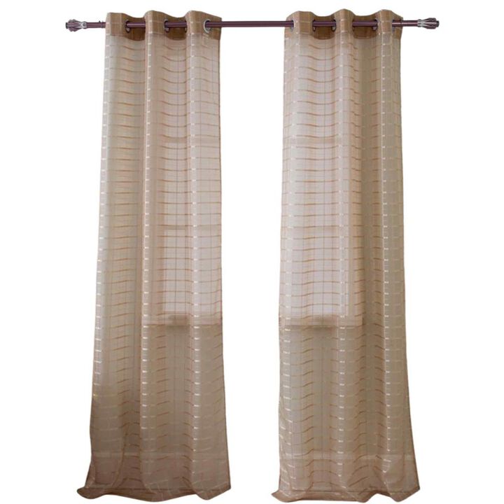 Olivia Gray Wanda Box Voile Grommet Panel - Machine Washable Polyester Curtain Panels with 8 Shiny Silver Grommets
