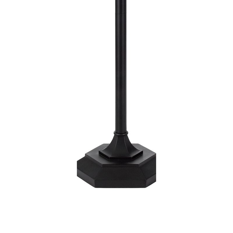 Eli 60 Inch Floor Lamp, Hexagonal Tiffany Style Shade, Dual Light, Bronze-Benzara