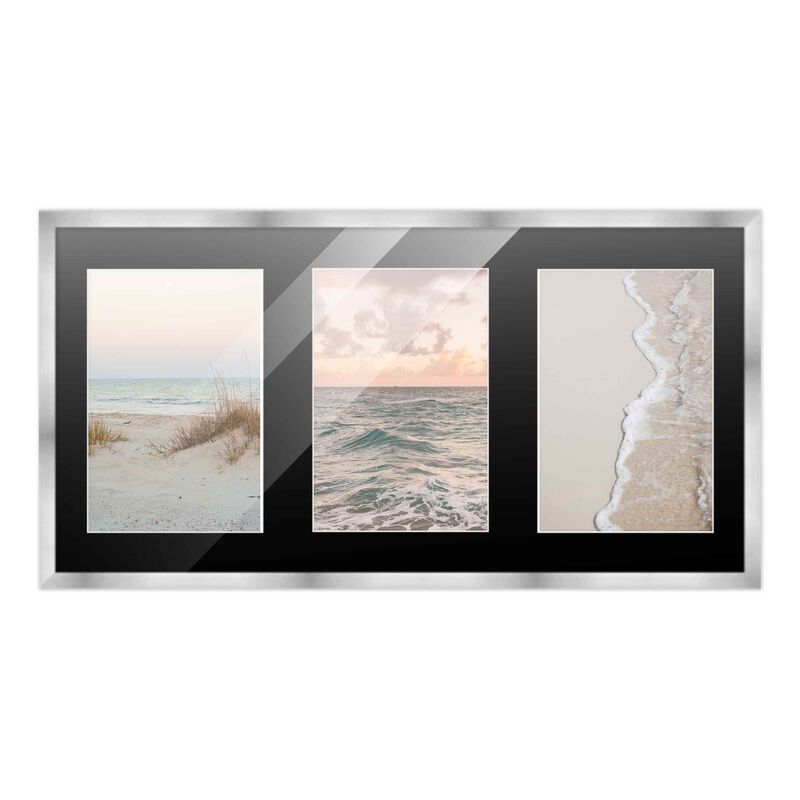 8.5x17 Wood Collage Frame with Black Mat For 3 5x7 Pictures