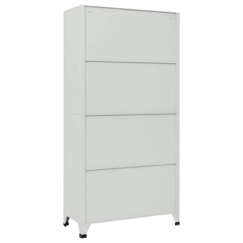 Nova Locker Cabinet, 6 Storage Compartments, Gray Steel, 71 Inch - Benzara