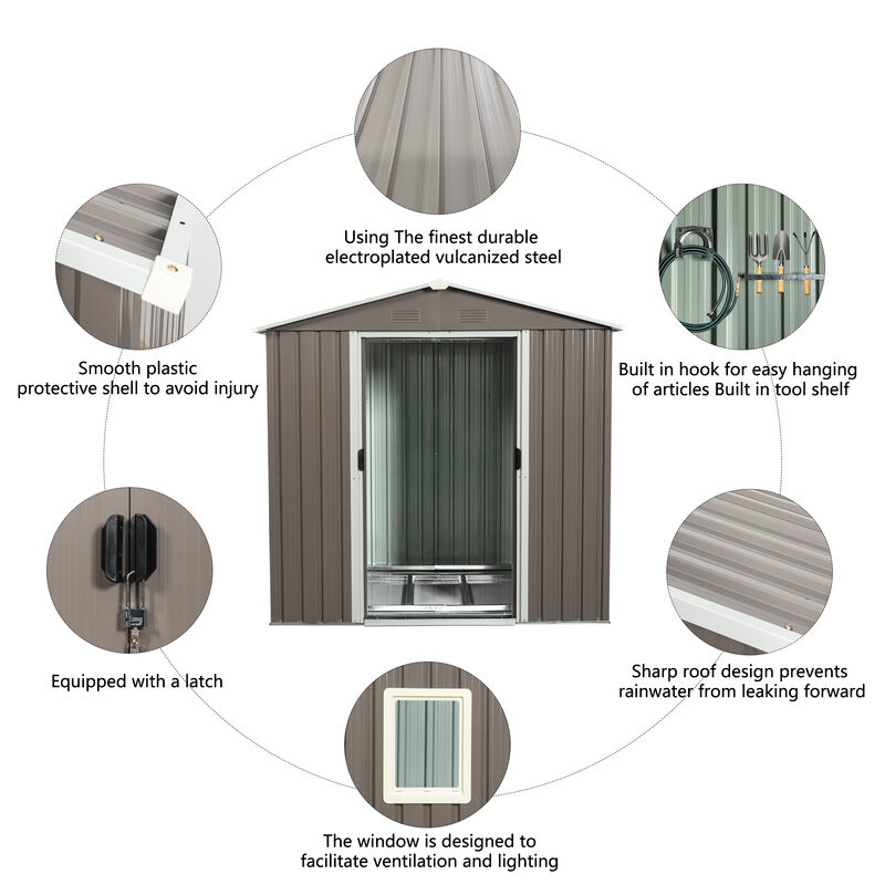 Hivvago 6ft x 5ft  Outdoor Storage Shed for Garden with  Window and Lockable Sliding Door