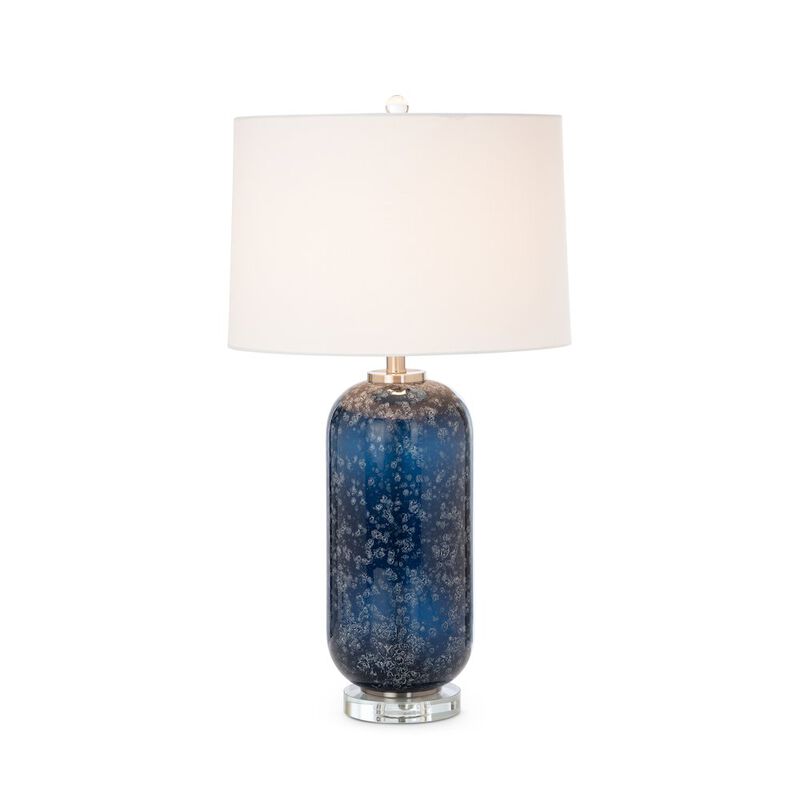 Lux Lighting Tootsie 30 Blue Glass Table Lamp w/ Crystal Base, (Set of 2)