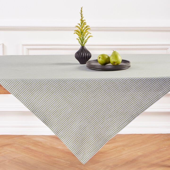 Solino Home 100% Pure Linen Table Throw 52 x 52 Inch | Narrow Stripe for Thanksgiving, Christmas