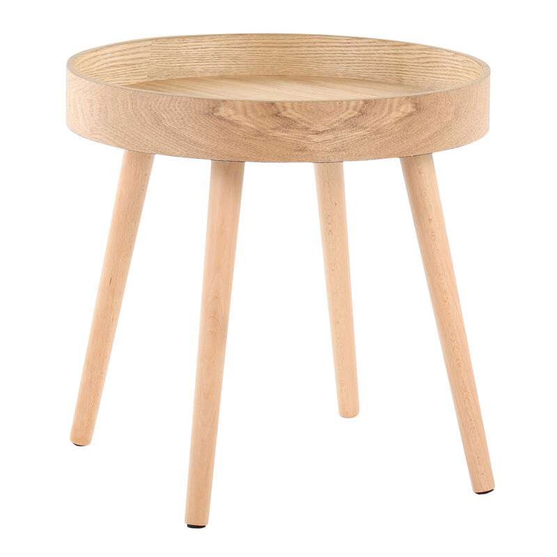 Pebble Mid Century Modern Side Table Set In Natural Wood