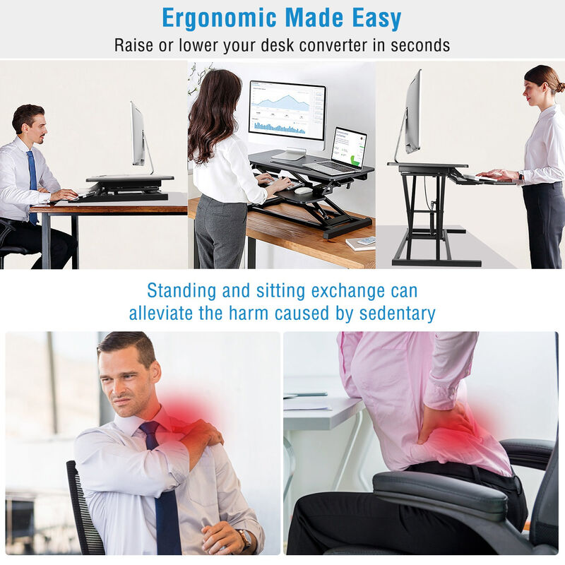 Sit to Stand Height Adjustable Desk Converter, Tabletop Workstation for Laptops & Dual Monitors