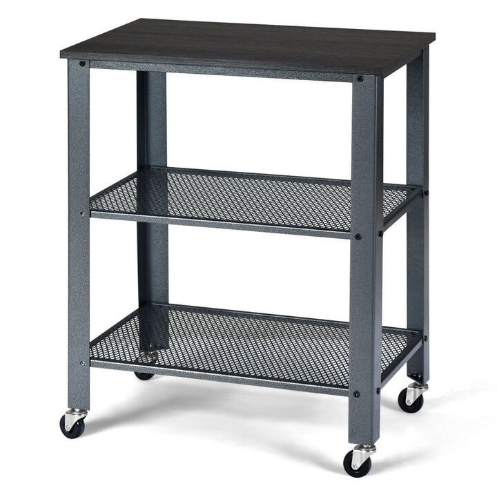 3-Tier Kitchen Utility  Industrial Cart with Storage