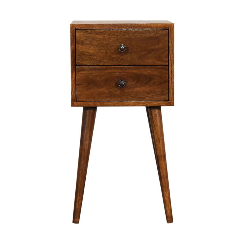 Mini 2 Drawer Chestnut Solid Wood NightStand