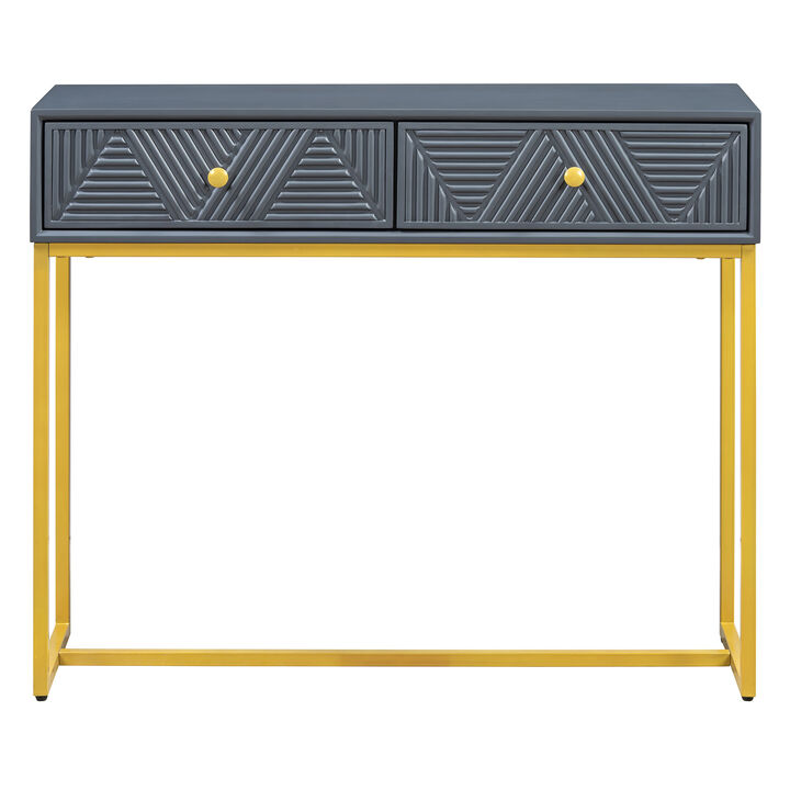 Merax Modern Sleek Console Table with 2 Drawers