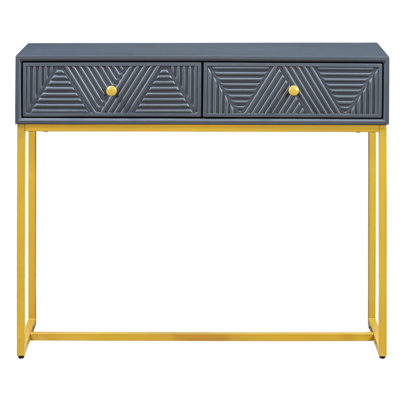 Merax Modern Sleek Console Table with 2 Drawers