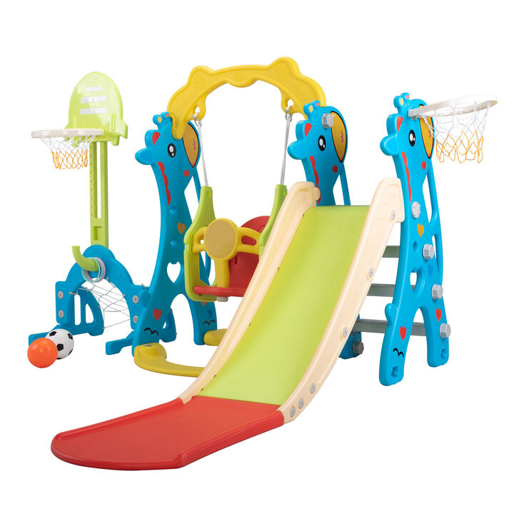 5-in-1 Toddler Slide and Swing Set with Accessories