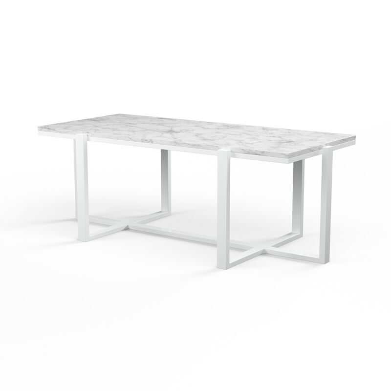 Rectangle Coffee Table, Front Finish with Carrara Marble Top