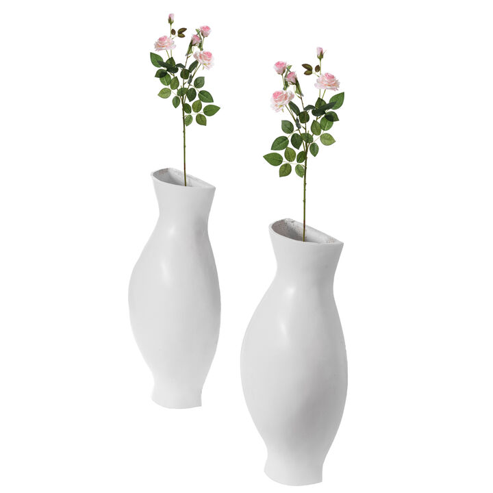 Tall Narrow Vase, Modern Floor Vase, Decorative Gift, Vase for Interior Design, 24.5 Inch Vase for Wedding Dinner Table Party Living Room Office Bedroom - Set of 2 White