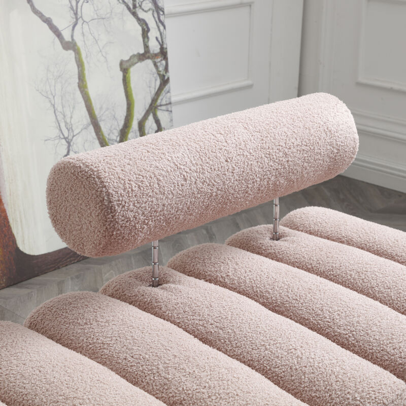 53" Sherpa upholstered 2-seater bench with gold legs
