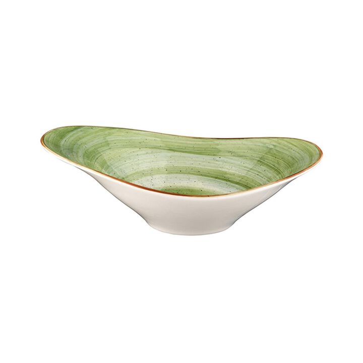 Therapy 11" x 7.5" x h:3.5" 25 oz. Oval Green Porcelain Bowl