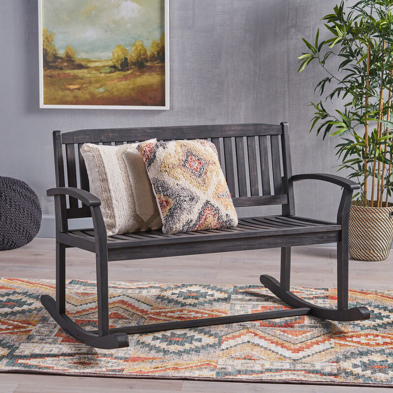 Merax Modern Nursery Rocking Loveseat Wooden Chair