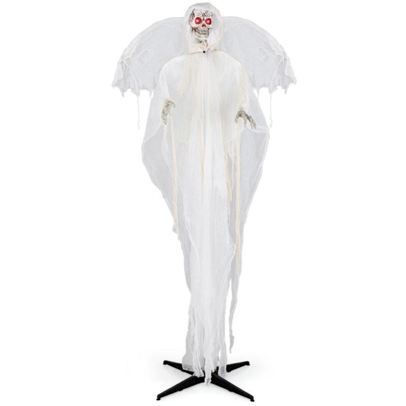 Hivvago 8.3 ft Halloween Standing Haunted Angel with Lighted Eyes and Automatic Wing Movement