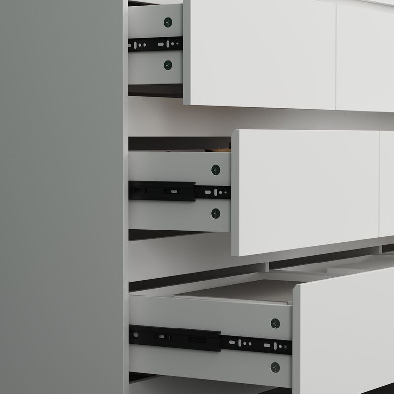 9-Drawer White Paint Finish Dresser Chest of Drawers 31.5 in. H x 63 in. W x 15.7 in. D