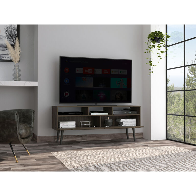 New Haven 2-Drawer 3-Shelf TV Stand Dark Walnut