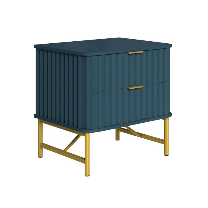 2-Drawer Nightstand with Metal Base