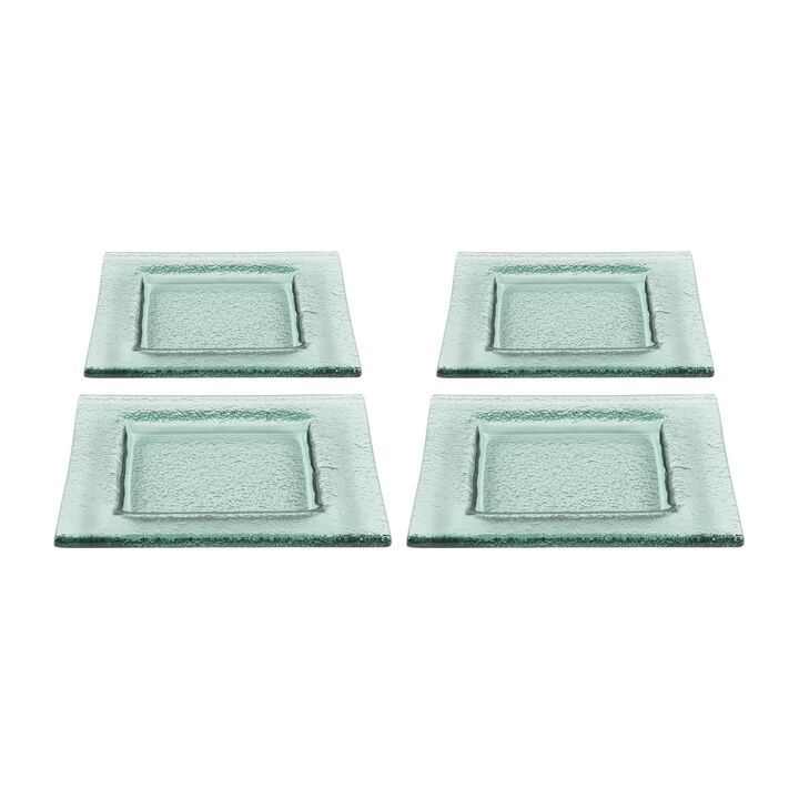Glass Dinnerware 6" x 6" Square Transparent Glass Plate (Set of 4)