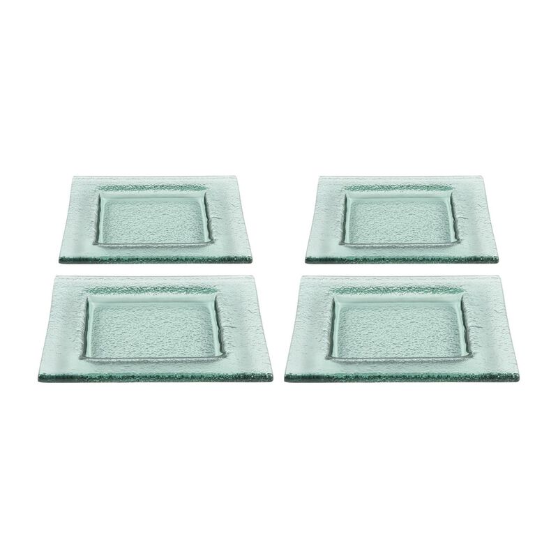 Glass Dinnerware 6" x 6" Square Transparent Glass Plate (Set of 4)