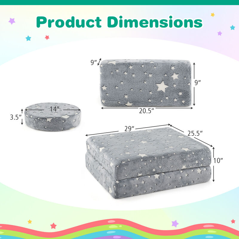 Modular Kids Play Couch Set Glow in the Dark with Portable Handles